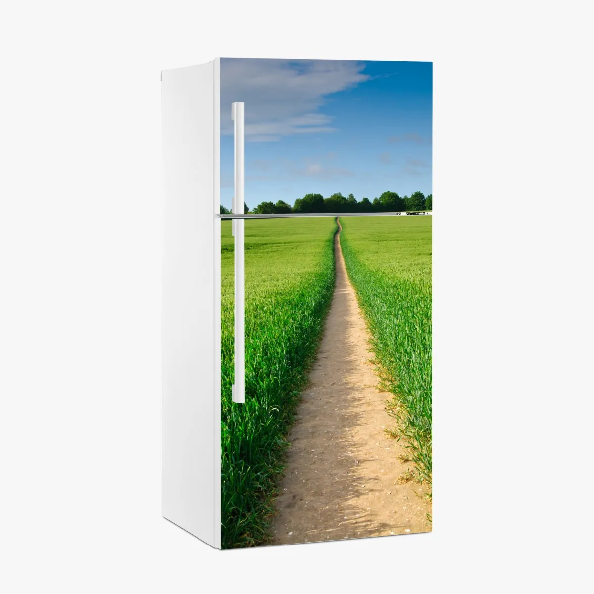 Naklejka na lodówkę słoneczna ścieżka przez zieloną łąkę – Wallissimo® Naklejka na lodówkę słoneczna ścieżka przez zieloną łąkę – Wallissimo®