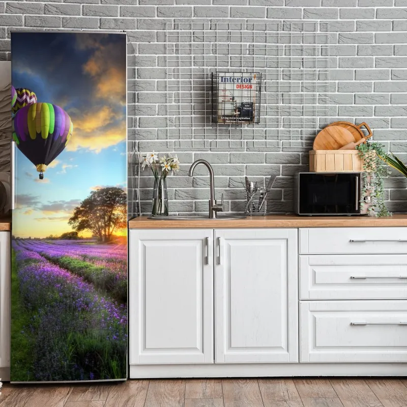 Naklejka na lodówkę luksusowy złoty wzór kwiatowy na granacie – Wallissimo®