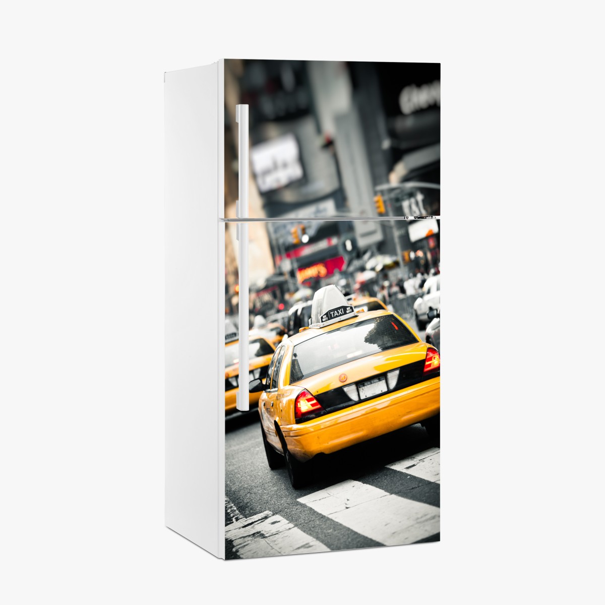 Fridge sticker yellow taxi city scene in New York – Wallissimo®
