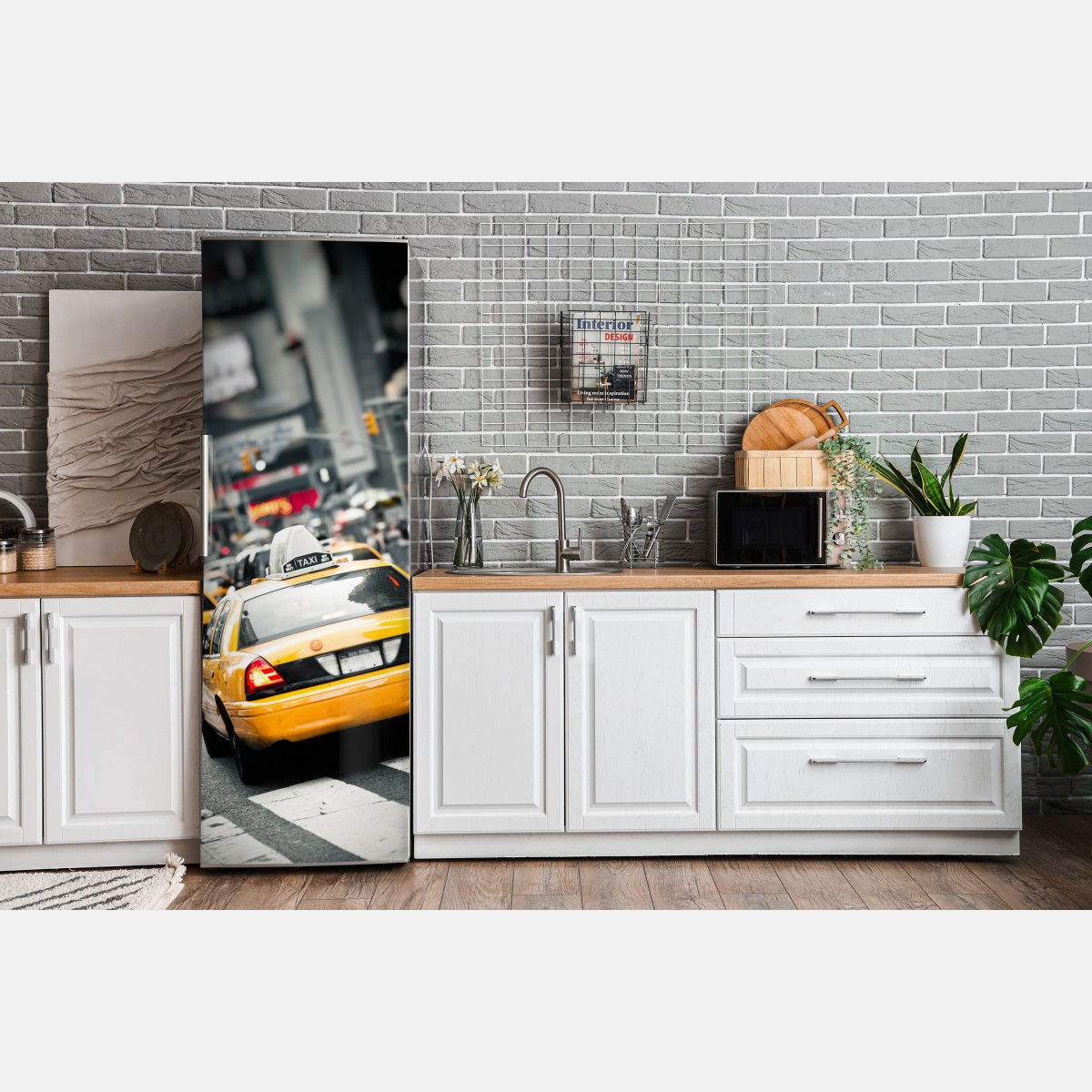 Naklejka na lodówkę żółta taksówka na ulicach Nowego Jorku – Wallissimo® Naklejka na lodówkę żółta taksówka na ulicach Nowego Jorku – Wallissimo®