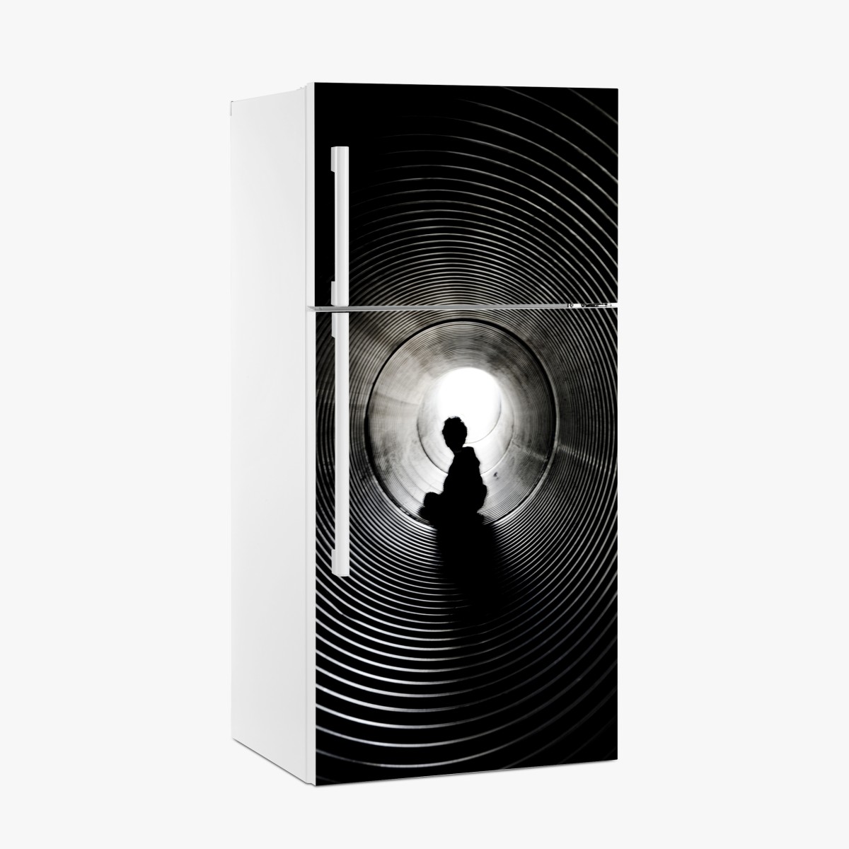 Fridge sticker silhouette in a spiral tunnel – Wallissimo®