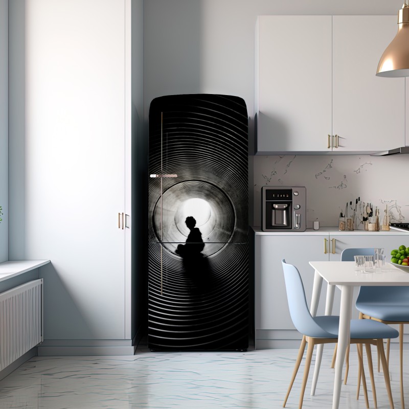 Naklejka na lodówkę sylwetka w spiralnym tunelu – Wallissimo® Naklejka na lodówkę sylwetka w spiralnym tunelu – Wallissimo®