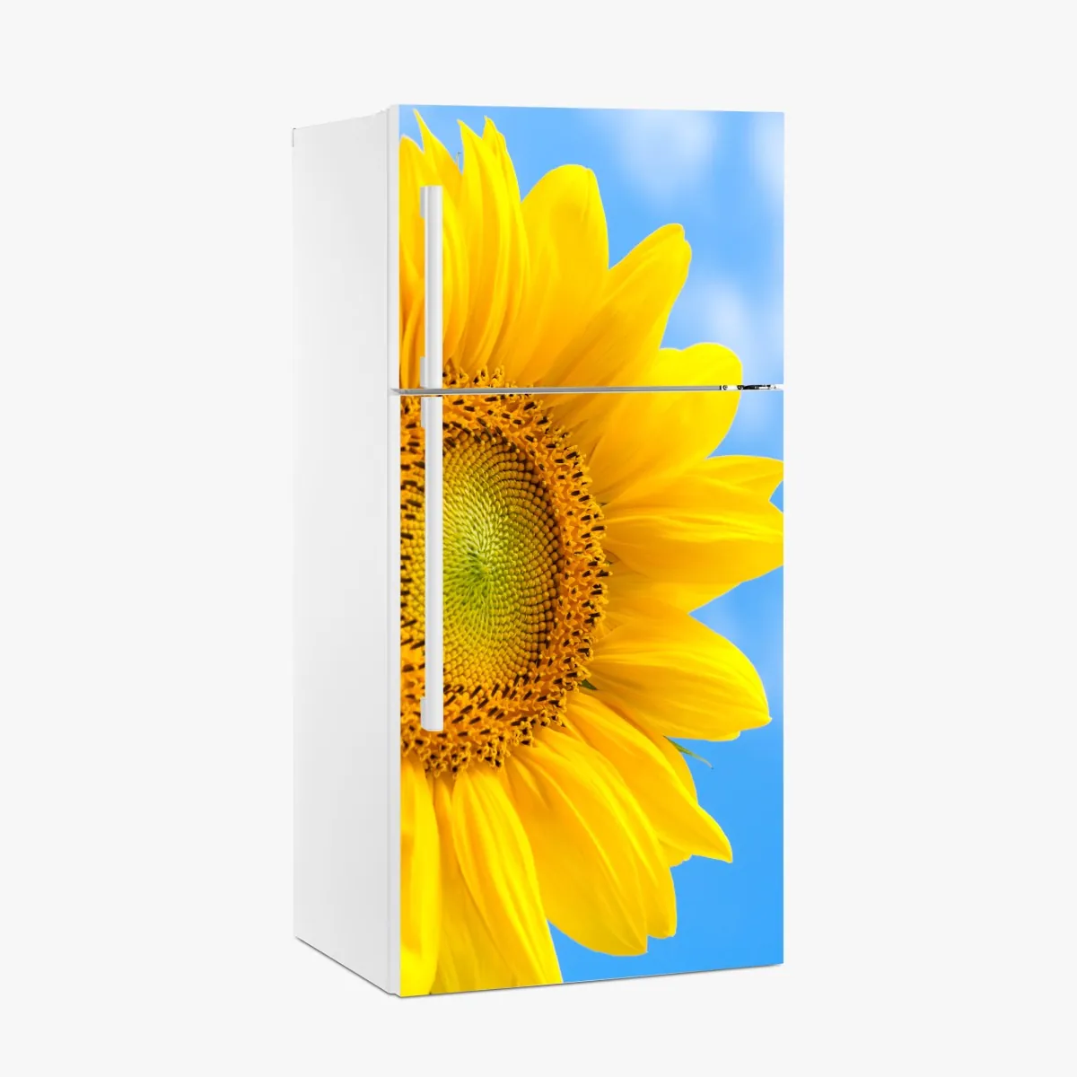 Naklejka na lodówkę jasny słonecznik na tle nieba – Wallissimo® Naklejka na lodówkę jasny słonecznik na tle nieba – Wallissimo®