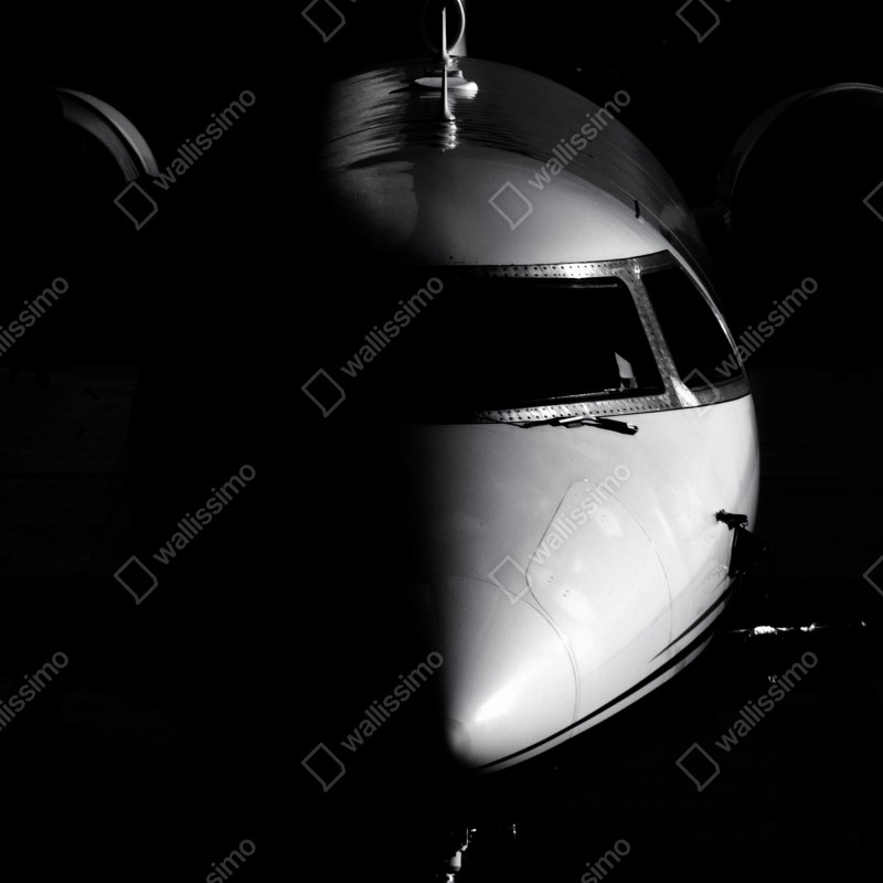 Naklejka na lodówkę monochromatyczny portret nosa odrzutowca – Wallissimo® Naklejka na lodówkę monochromatyczny portret nosa odrzutowca – Wallissimo®