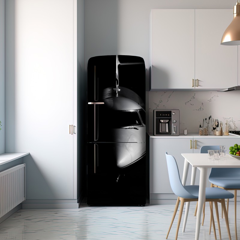 Naklejka na lodówkę monochromatyczny portret nosa odrzutowca – Wallissimo® Naklejka na lodówkę monochromatyczny portret nosa odrzutowca – Wallissimo®