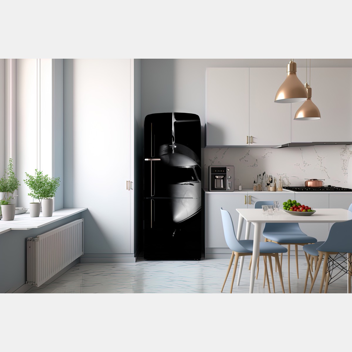 Naklejka na lodówkę monochromatyczny portret nosa odrzutowca – Wallissimo® Naklejka na lodówkę monochromatyczny portret nosa odrzutowca – Wallissimo®