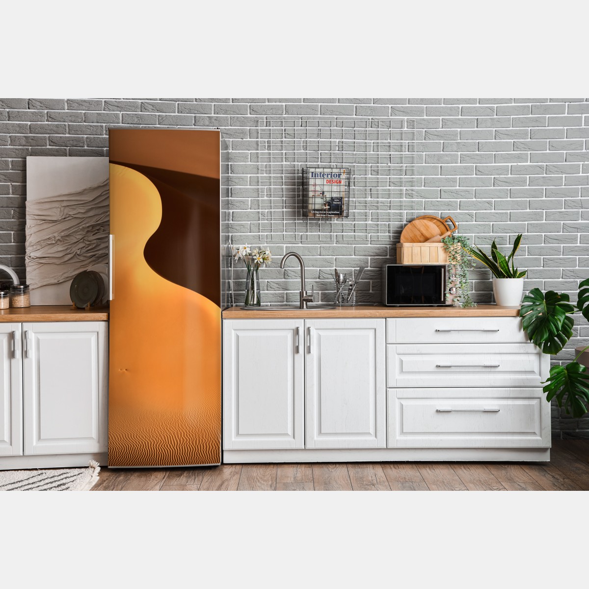 Naklejka na lodówkę złote krzywizny wydmy – Wallissimo® Naklejka na lodówkę złote krzywizny wydmy – Wallissimo®