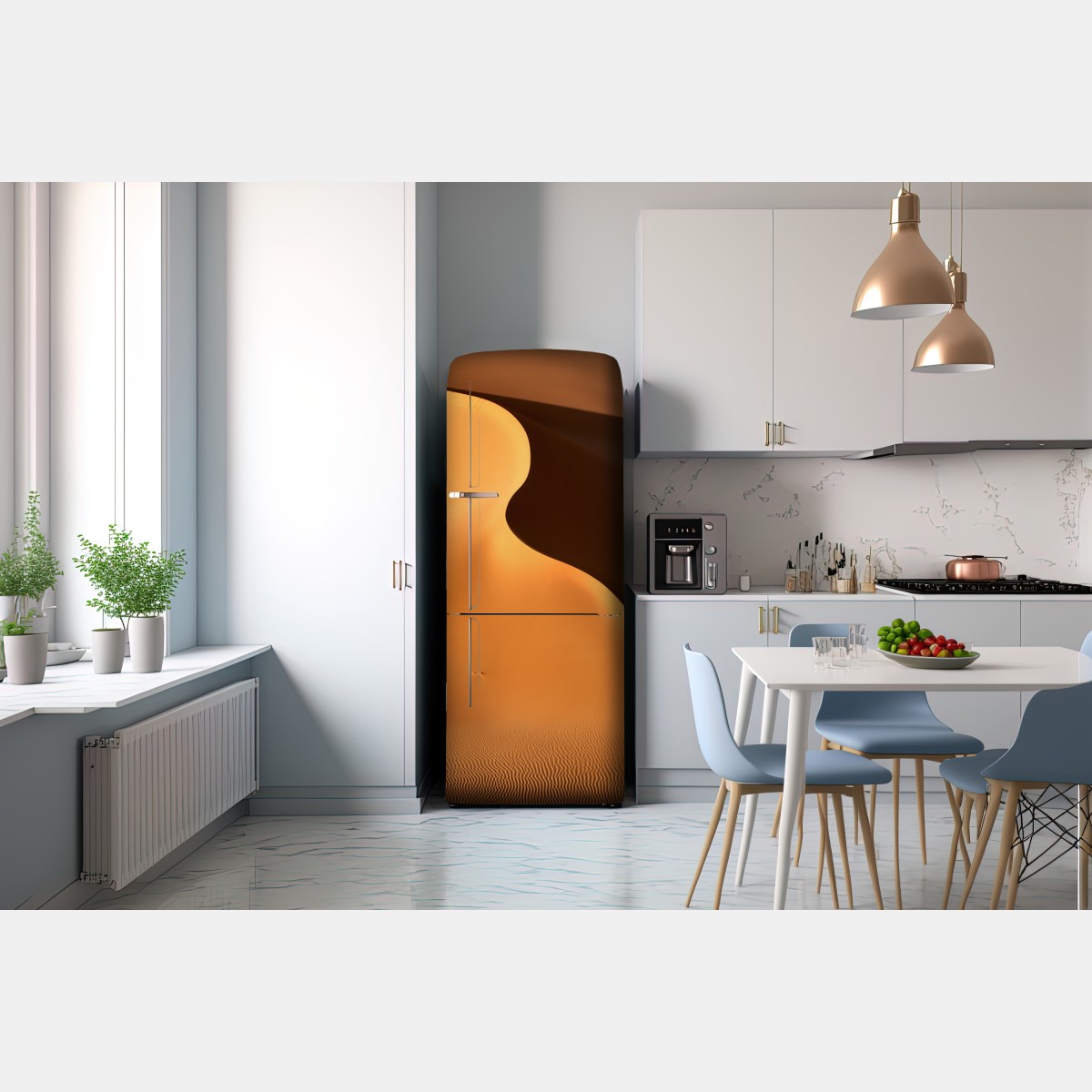 Naklejka na lodówkę złote krzywizny wydmy – Wallissimo® Naklejka na lodówkę złote krzywizny wydmy – Wallissimo®