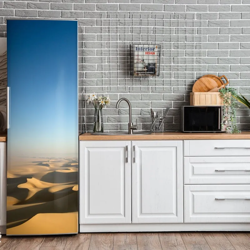 Naklejka na lodówkę miękka beżowa tekstura marmuru – Wallissimo®