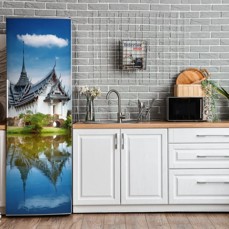 Naklejka na lodówkę złote tropikalne liście – Wallissimo®