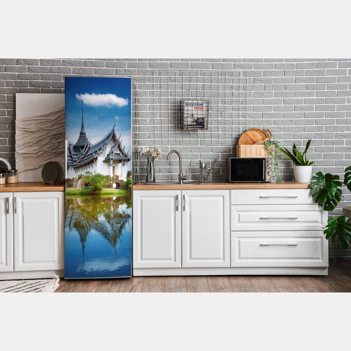 Naklejka na lodówkę Sanphet Prasat pałac nad jeziorem – Wallissimo® Naklejka na lodówkę Sanphet Prasat pałac nad jeziorem – Wallissimo®