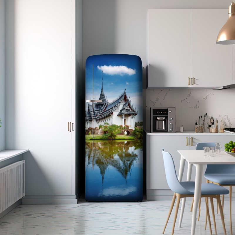 Naklejka na lodówkę Sanphet Prasat pałac nad jeziorem – Wallissimo® Naklejka na lodówkę Sanphet Prasat pałac nad jeziorem – Wallissimo®