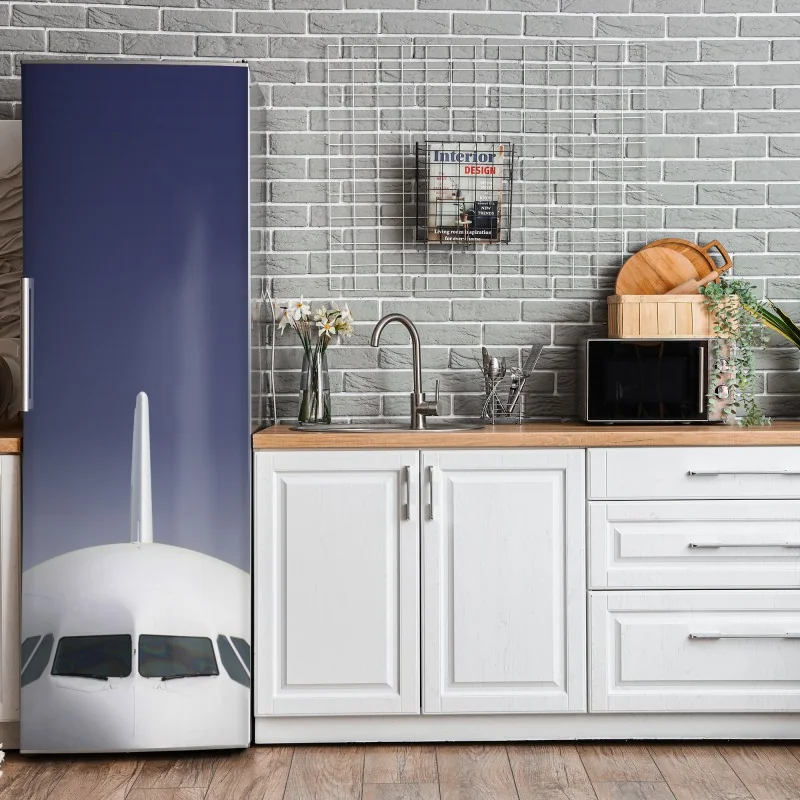 Naklejka na lodówkę przód samolotu na tle błękitnego nieba – Wallissimo® Naklejka na lodówkę przód samolotu na tle błękitnego nieba – Wallissimo®