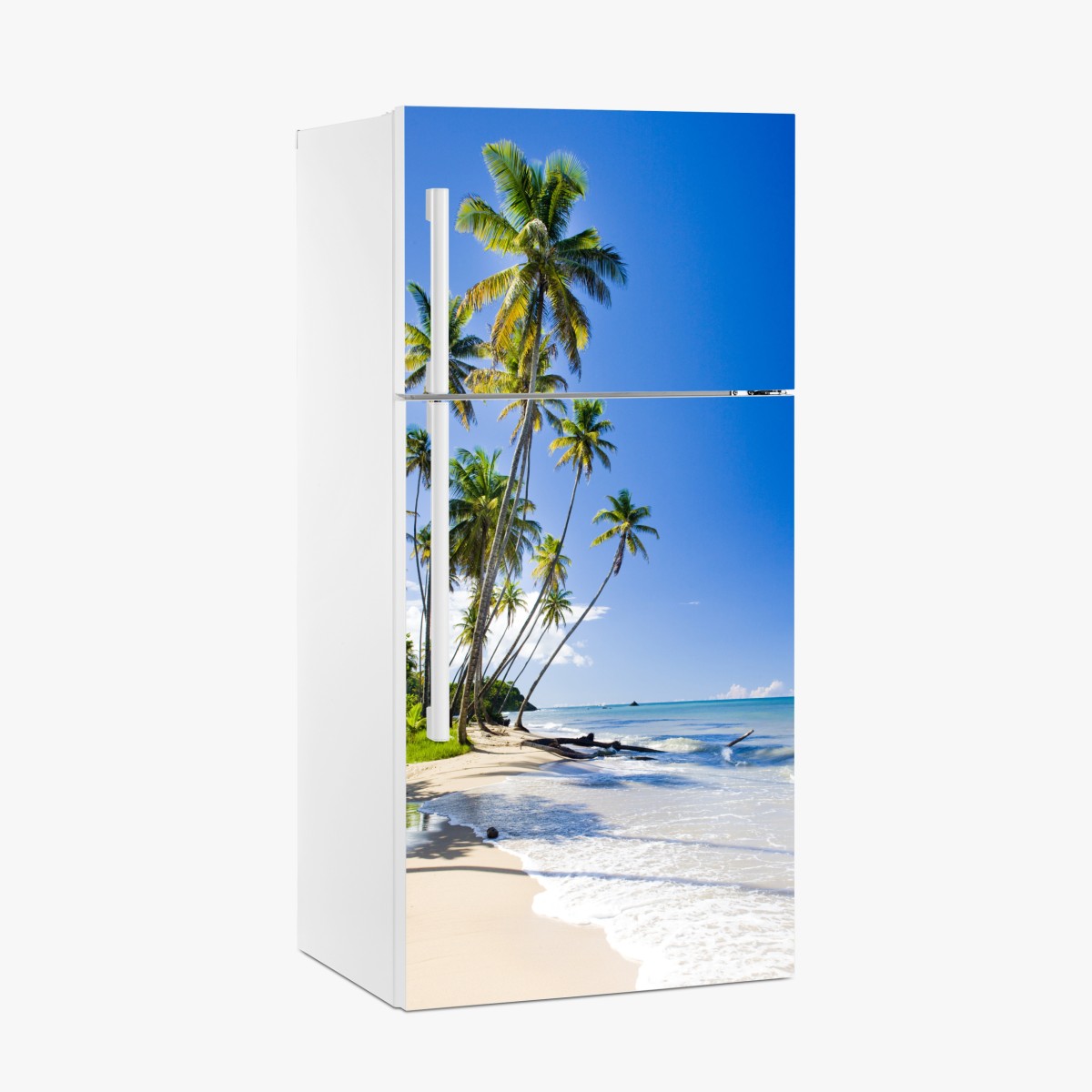 Fridge sticker tropical palm beach under blue sky – Wallissimo®