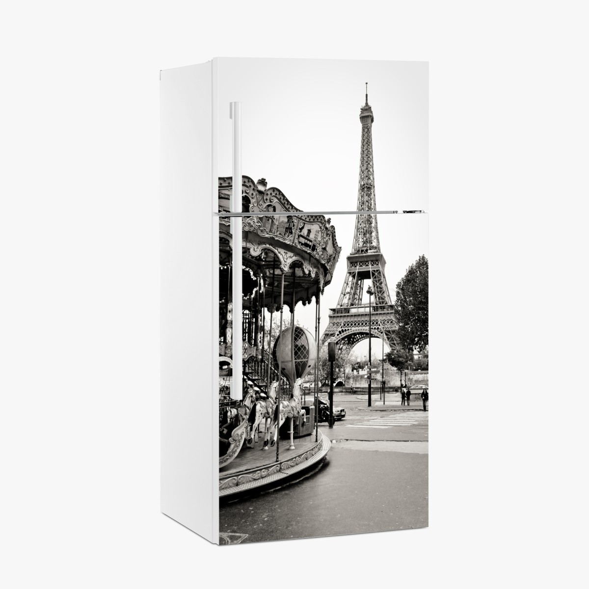 Fridge sticker Eiffel Tower and carousel in Paris – Wallissimo®