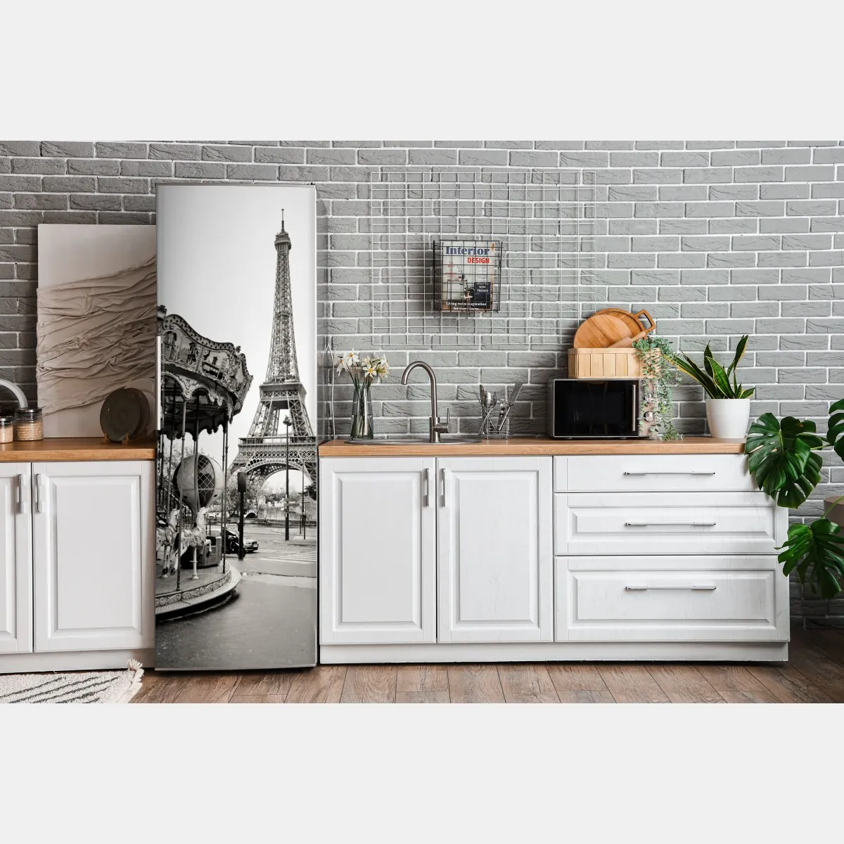 Naklejka na lodówkę wieża Eiffla i karuzela w Paryżu – Wallissimo® Naklejka na lodówkę wieża Eiffla i karuzela w Paryżu – Wallissimo®