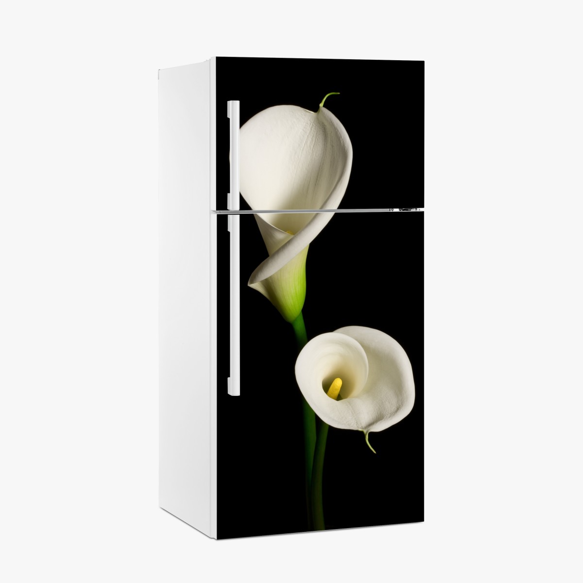 Fridge sticker white calla lilies on black background – Wallissimo®