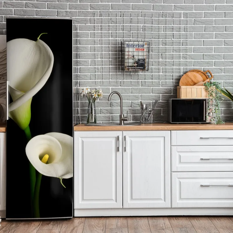 Naklejka na lodówkę beżowa tekstura marmuru z białymi żyłami – Wallissimo®