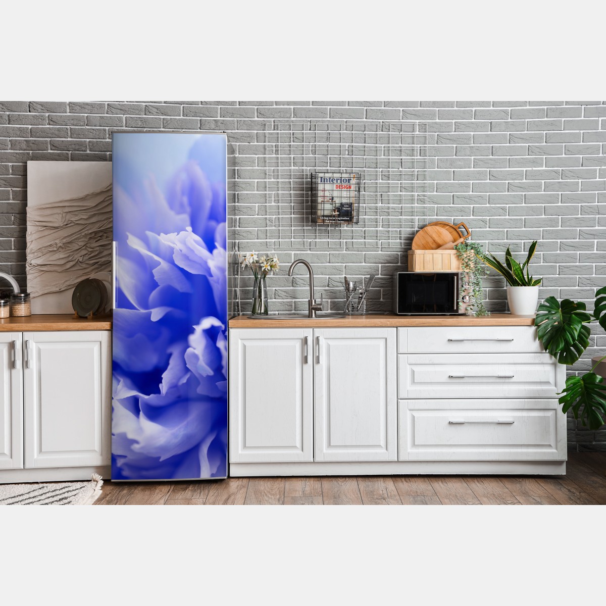 Naklejka na lodówkę delikatny niebieski abstrakcyjny kwiat zbliżenie – Wallissimo® Naklejka na lodówkę delikatny niebieski abstrakcyjny kwiat zbliżenie – Wallissimo®