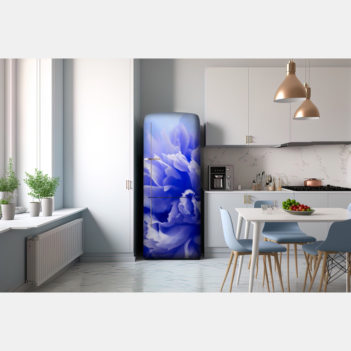 Naklejka na lodówkę delikatny niebieski abstrakcyjny kwiat zbliżenie – Wallissimo® Naklejka na lodówkę delikatny niebieski abstrakcyjny kwiat zbliżenie – Wallissimo®