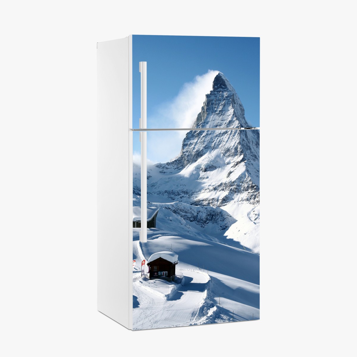 Fridge sticker majestic alpine mountain peak in winter – Wallissimo®