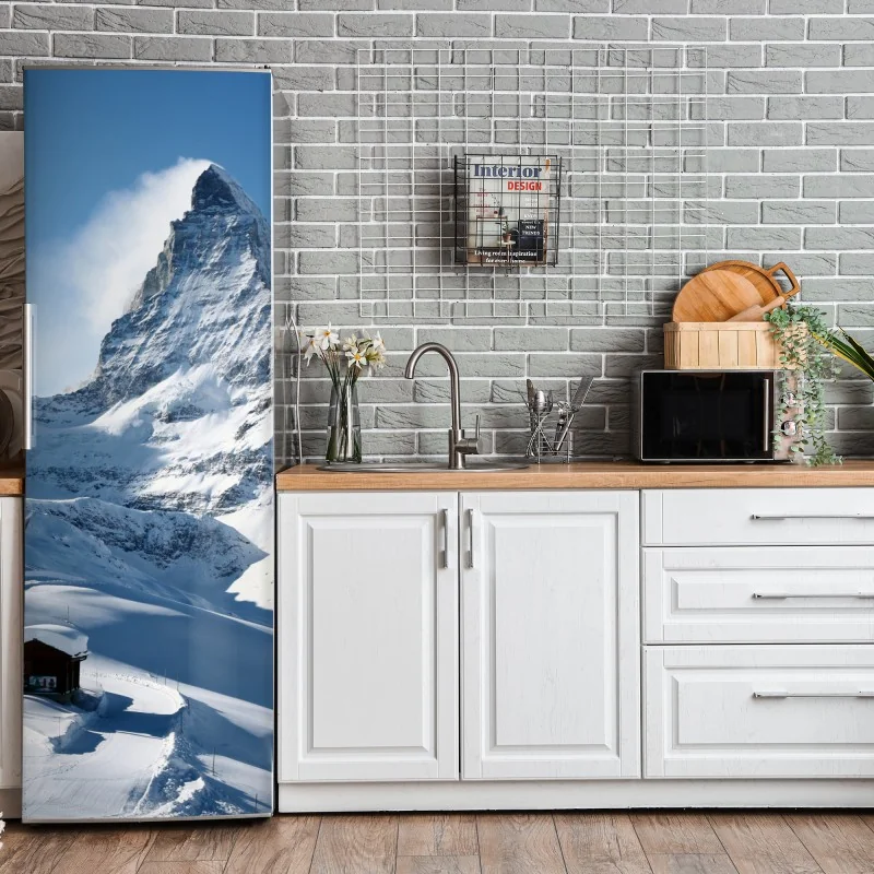 Naklejka na lodówkę majestatyczny alpejski szczyt zimą – Wallissimo® Naklejka na lodówkę majestatyczny alpejski szczyt zimą – Wallissimo®