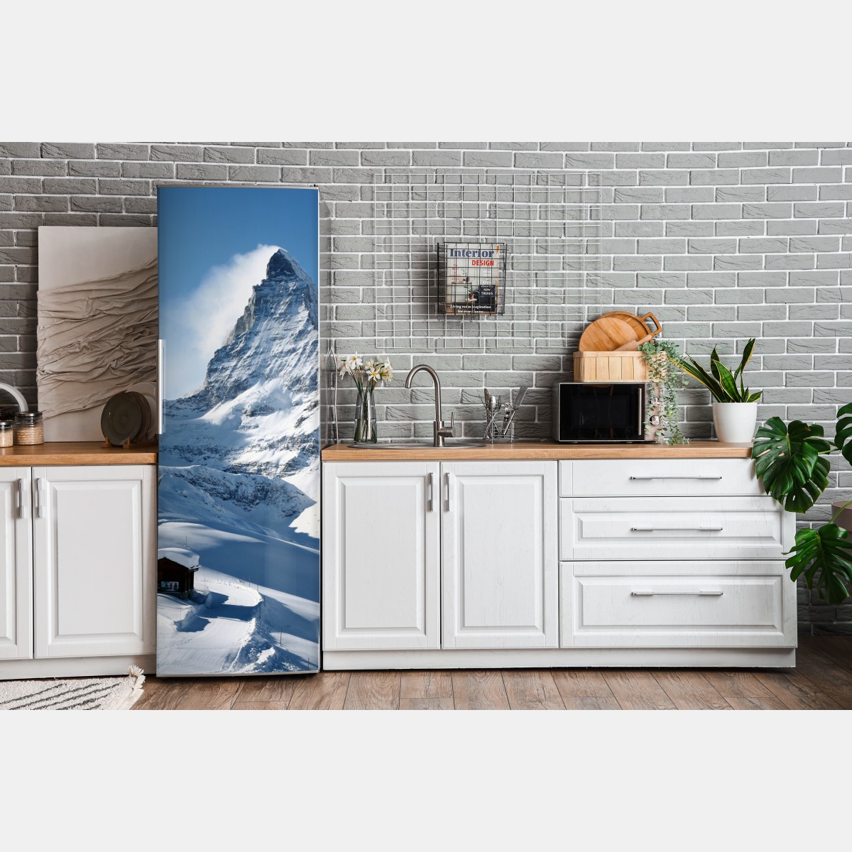 Naklejka na lodówkę majestatyczny alpejski szczyt zimą – Wallissimo® Naklejka na lodówkę majestatyczny alpejski szczyt zimą – Wallissimo®