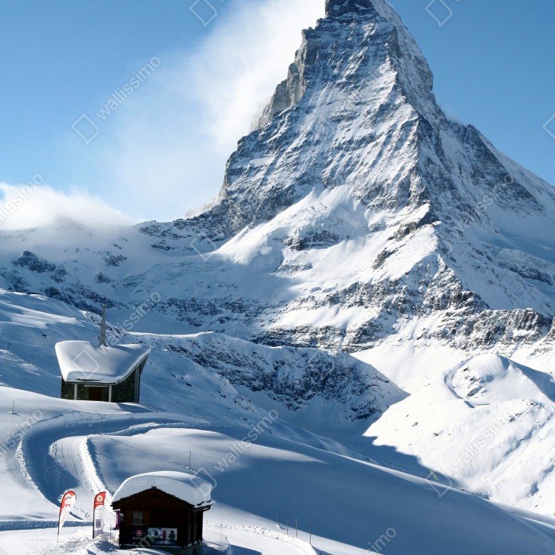 Naklejka na lodówkę majestatyczny alpejski szczyt zimą – Wallissimo® Naklejka na lodówkę majestatyczny alpejski szczyt zimą – Wallissimo®