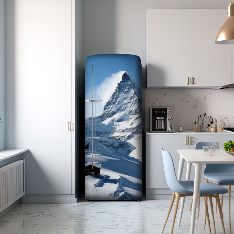 Naklejka na lodówkę majestatyczny alpejski szczyt zimą – Wallissimo® Naklejka na lodówkę majestatyczny alpejski szczyt zimą – Wallissimo®