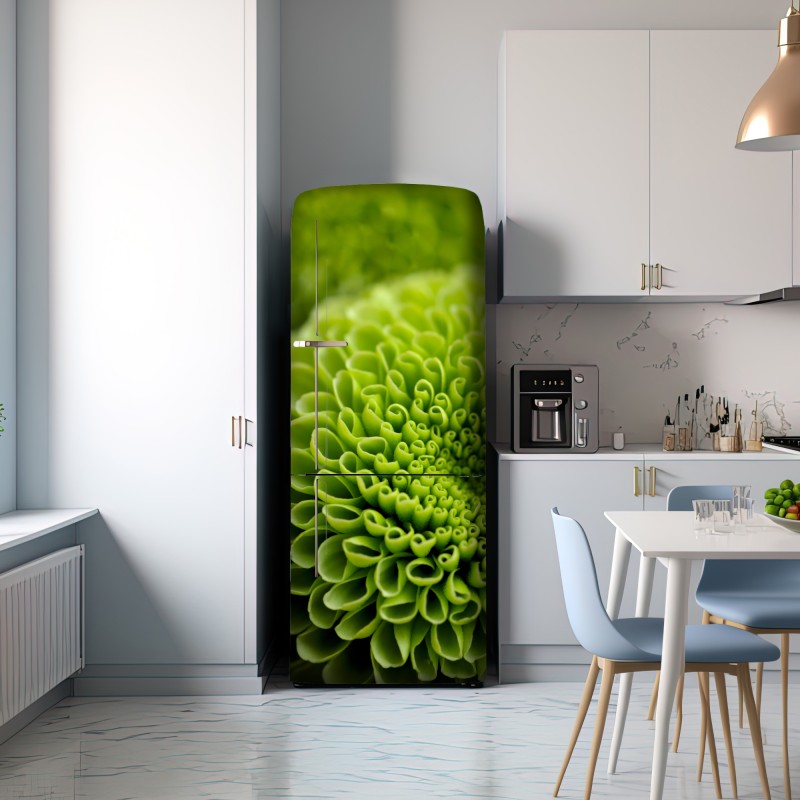 Naklejka na lodówkę intensywna zielona spirala kwiatowa – Wallissimo® Naklejka na lodówkę intensywna zielona spirala kwiatowa – Wallissimo®