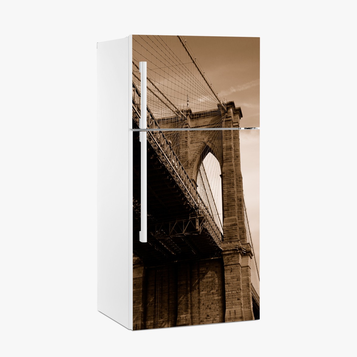 Fridge sticker sepia view of Brooklyn Bridge arch – Wallissimo®