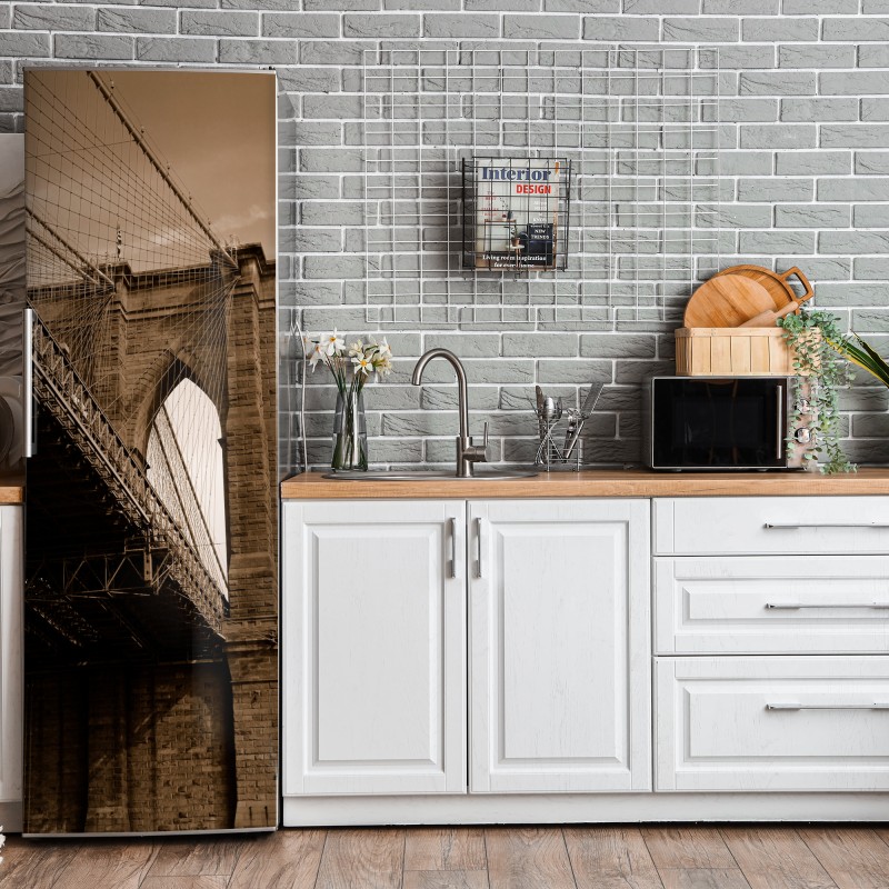 Naklejka na lodówkę złote liście w stylu line art – Wallissimo®