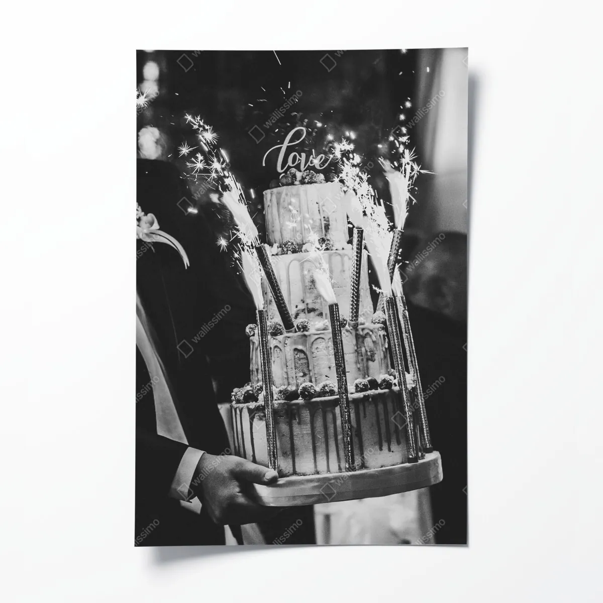 Plakat rustykalny tort ślubny ze zimnymi ogniami – Wallissimo® Plakat rustykalny tort ślubny ze zimnymi ogniami – Wallissimo®