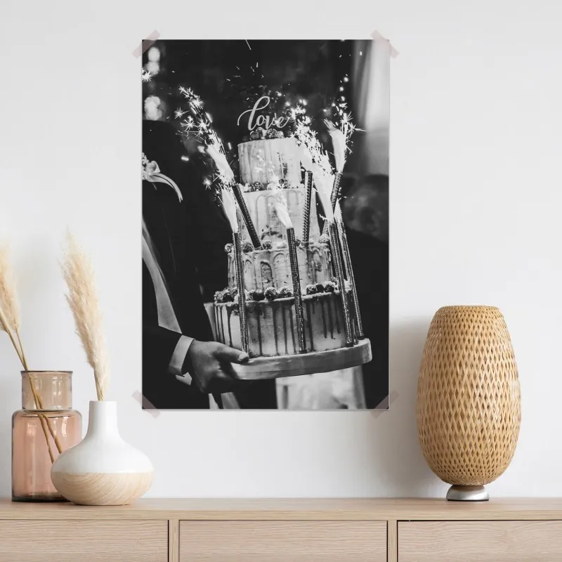 Plakat rustykalny tort ślubny ze zimnymi ogniami – Wallissimo® Plakat rustykalny tort ślubny ze zimnymi ogniami – Wallissimo®