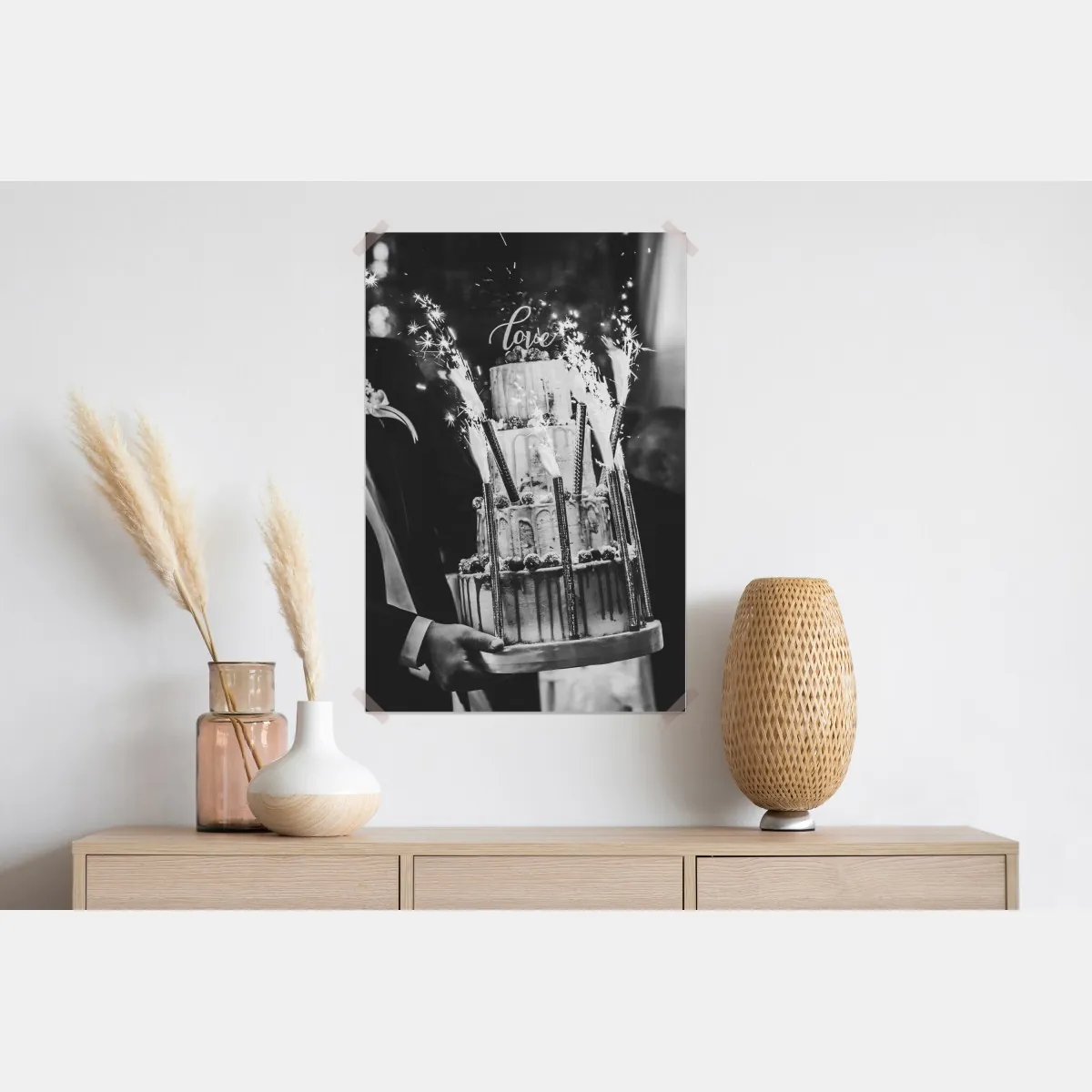 Plakat rustykalny tort ślubny ze zimnymi ogniami – Wallissimo® Plakat rustykalny tort ślubny ze zimnymi ogniami – Wallissimo®