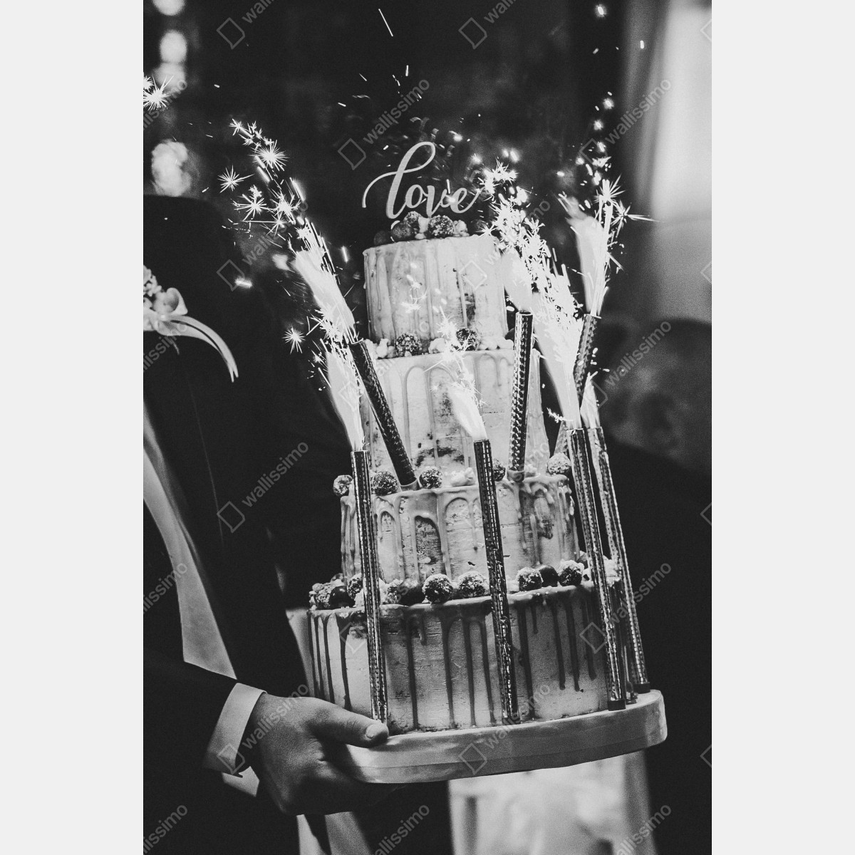 Plakat rustykalny tort ślubny ze zimnymi ogniami – Wallissimo® Plakat rustykalny tort ślubny ze zimnymi ogniami – Wallissimo®