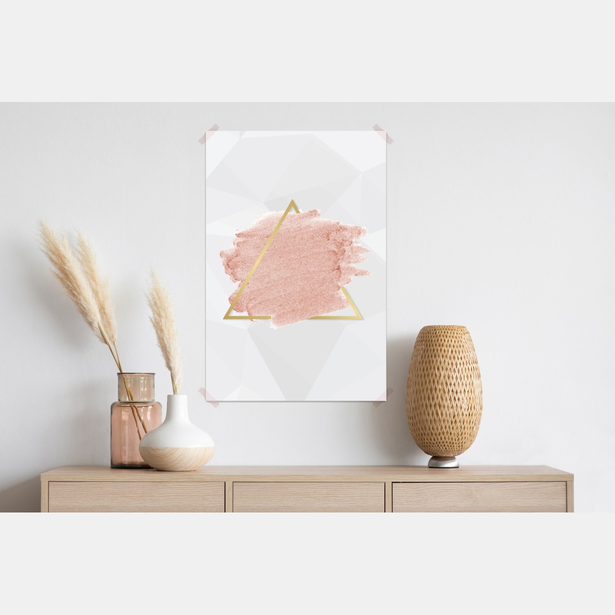 Plakat pastelowy różowy trójkąt abstrakcyjny – Wallissimo® Plakat pastelowy różowy trójkąt abstrakcyjny – Wallissimo®