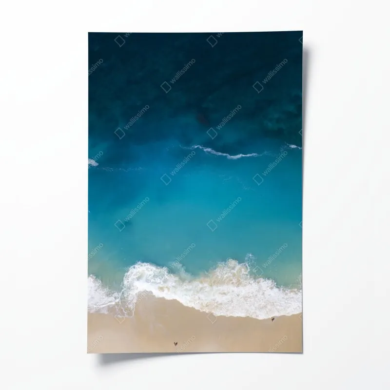 Plakat powietrzny widok turkusowej plaży na Nusa Penida