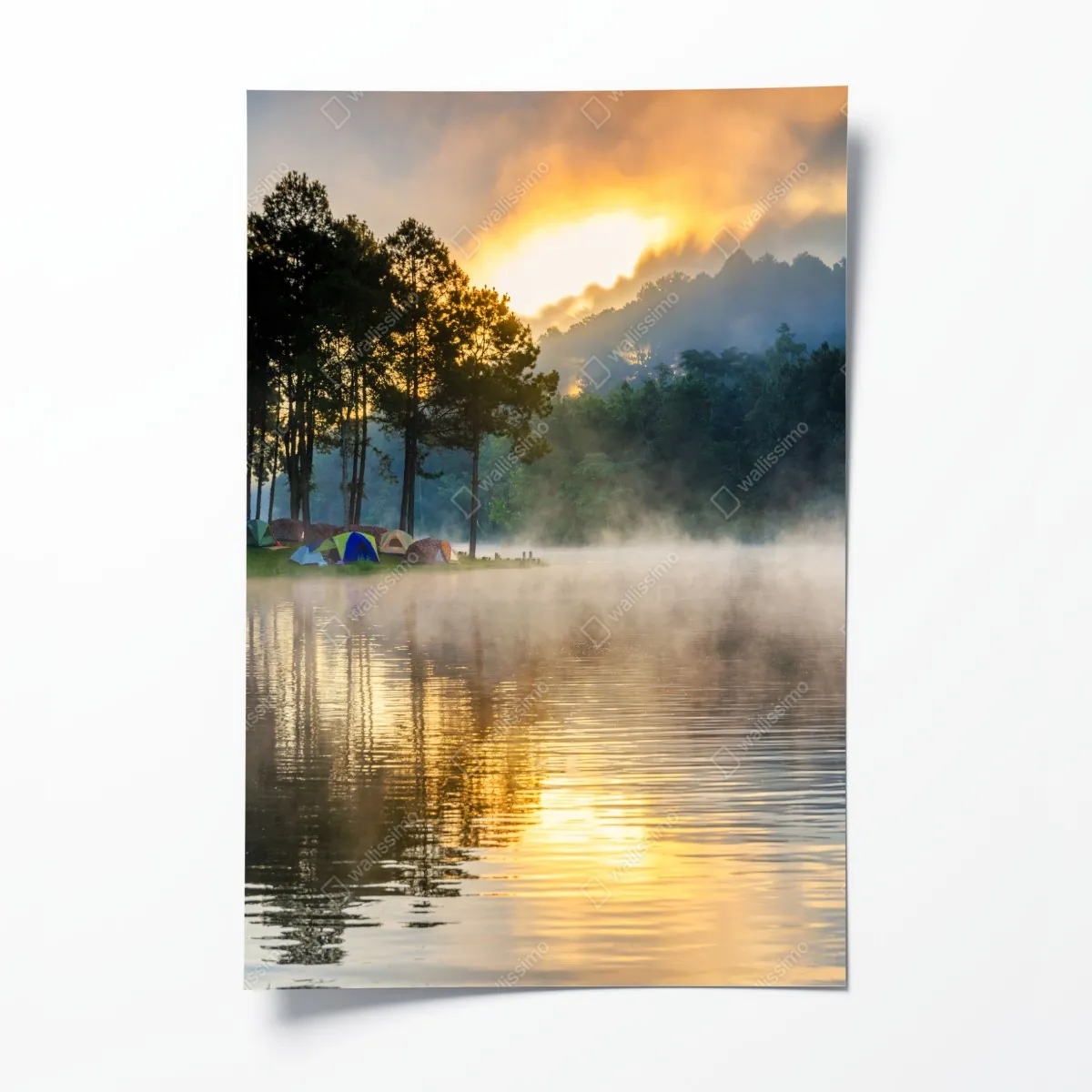 Plakat poranna mgła nad jeziorem Pang Oung, Mae Hong Son – Wallissimo® Plakat poranna mgła nad jeziorem Pang Oung, Mae Hong Son – Wallissimo®