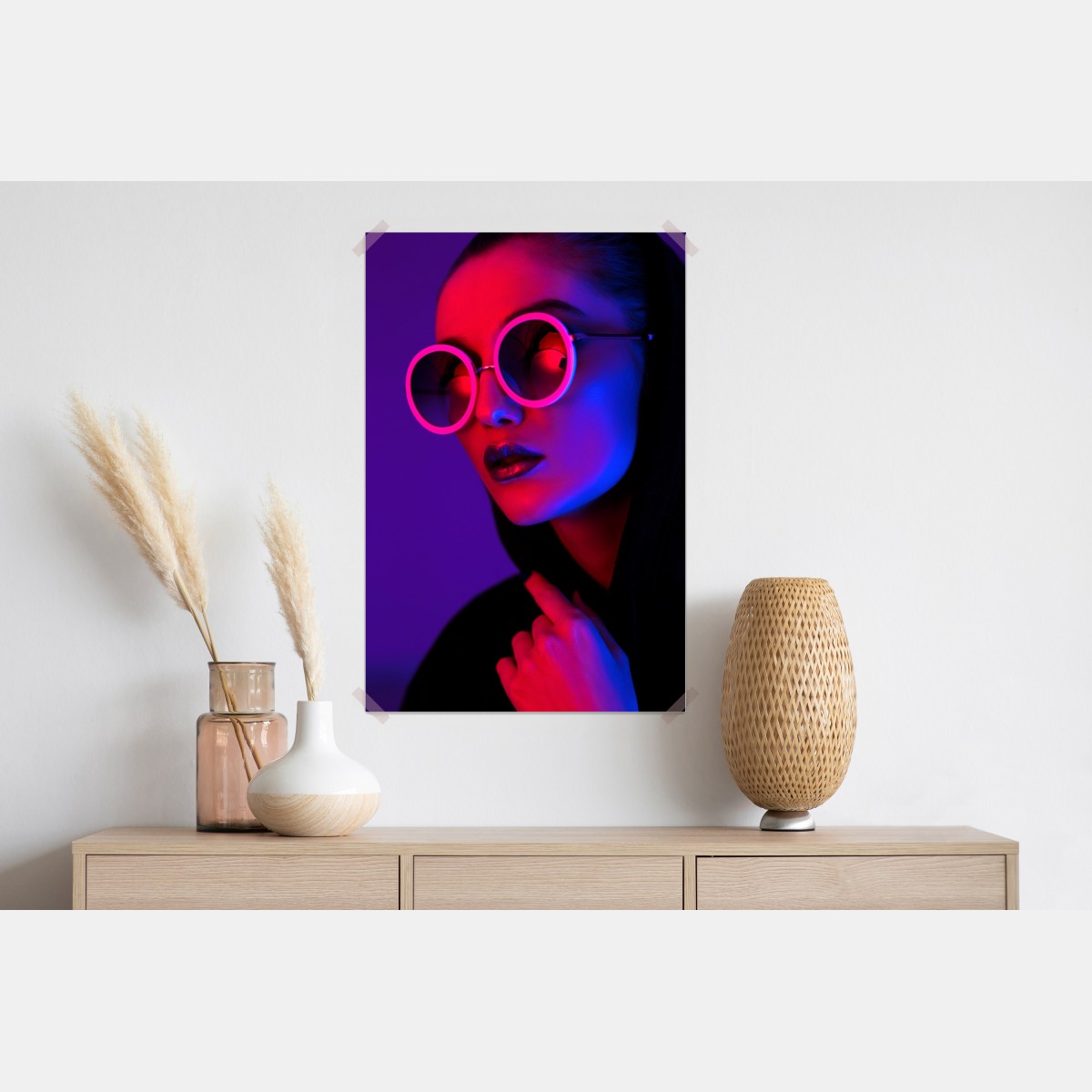 Plakat neonowy portret w różu i niebieskim – Wallissimo® Plakat neonowy portret w różu i niebieskim – Wallissimo®