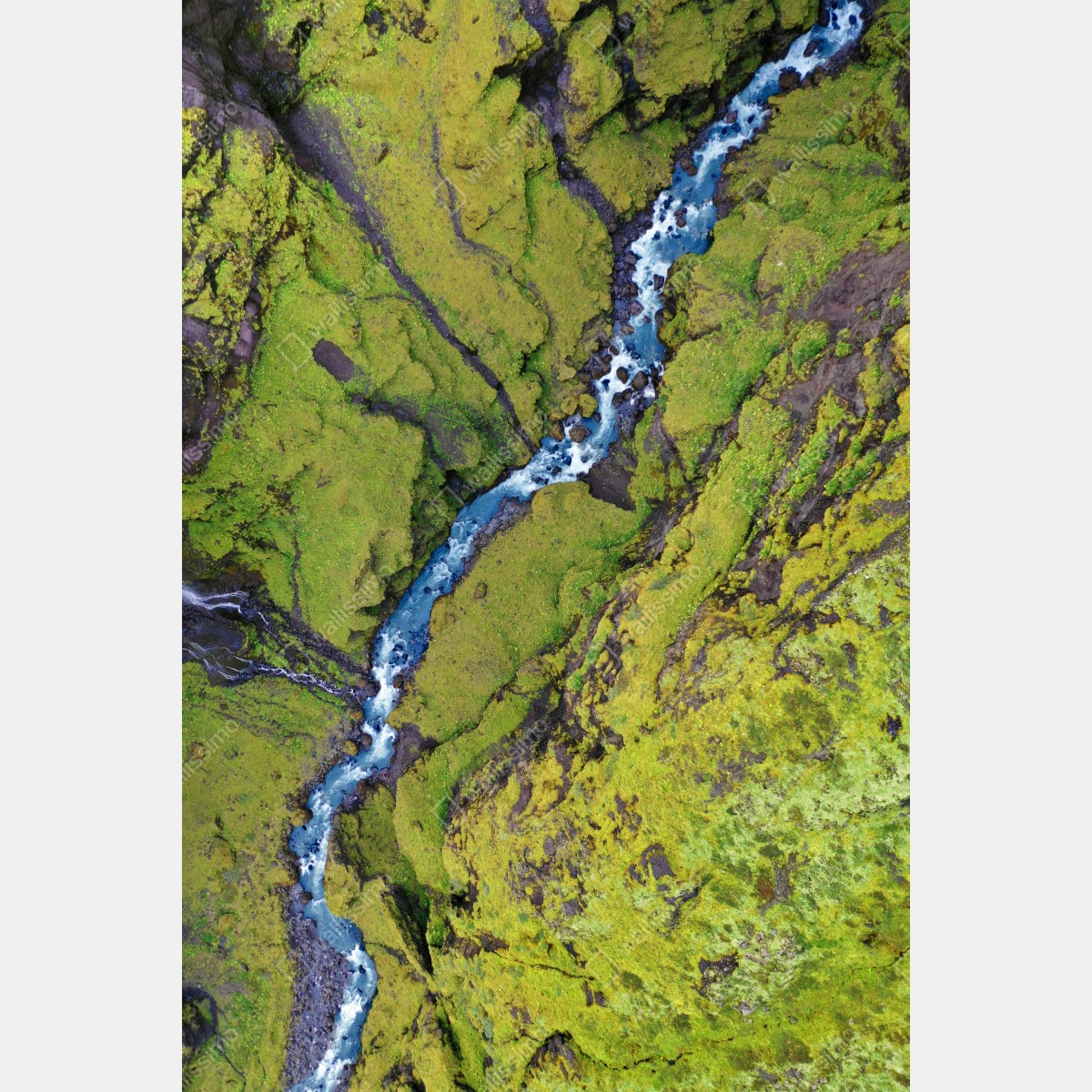 Plakat rzeka z lotu ptaka w mchem porośniętym wąwozie – Wallissimo® Plakat rzeka z lotu ptaka w mchem porośniętym wąwozie – Wallissimo®