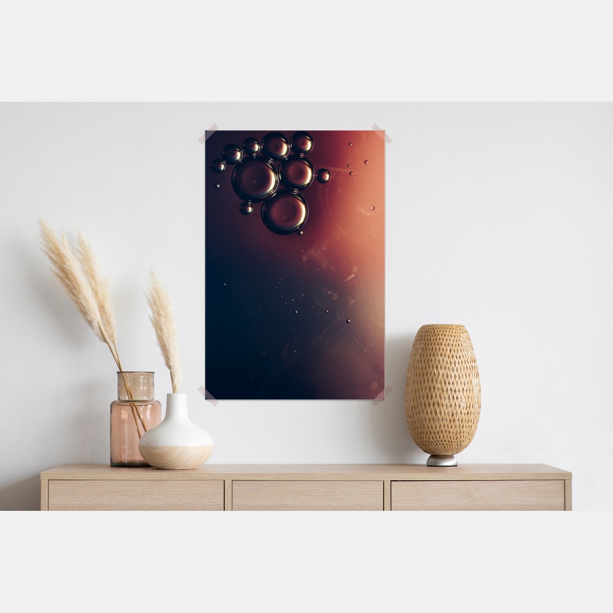 Plakat unoszące się pęcherzyki oleju na głębokim gradiencie – Wallissimo® Plakat unoszące się pęcherzyki oleju na głębokim gradiencie – Wallissimo®