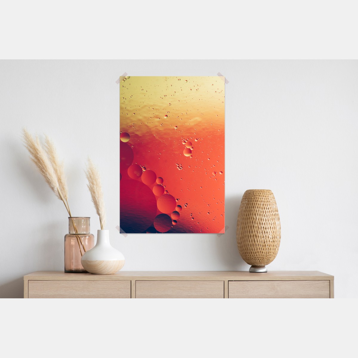 Plakat ciepła pomarańczowa abstrakcja z bąbelkami – Wallissimo® Plakat ciepła pomarańczowa abstrakcja z bąbelkami – Wallissimo®