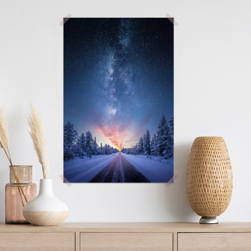 Plakat droga do mlecznej drogi o wschodzie słońca – Wallissimo® Plakat droga do mlecznej drogi o wschodzie słońca – Wallissimo®