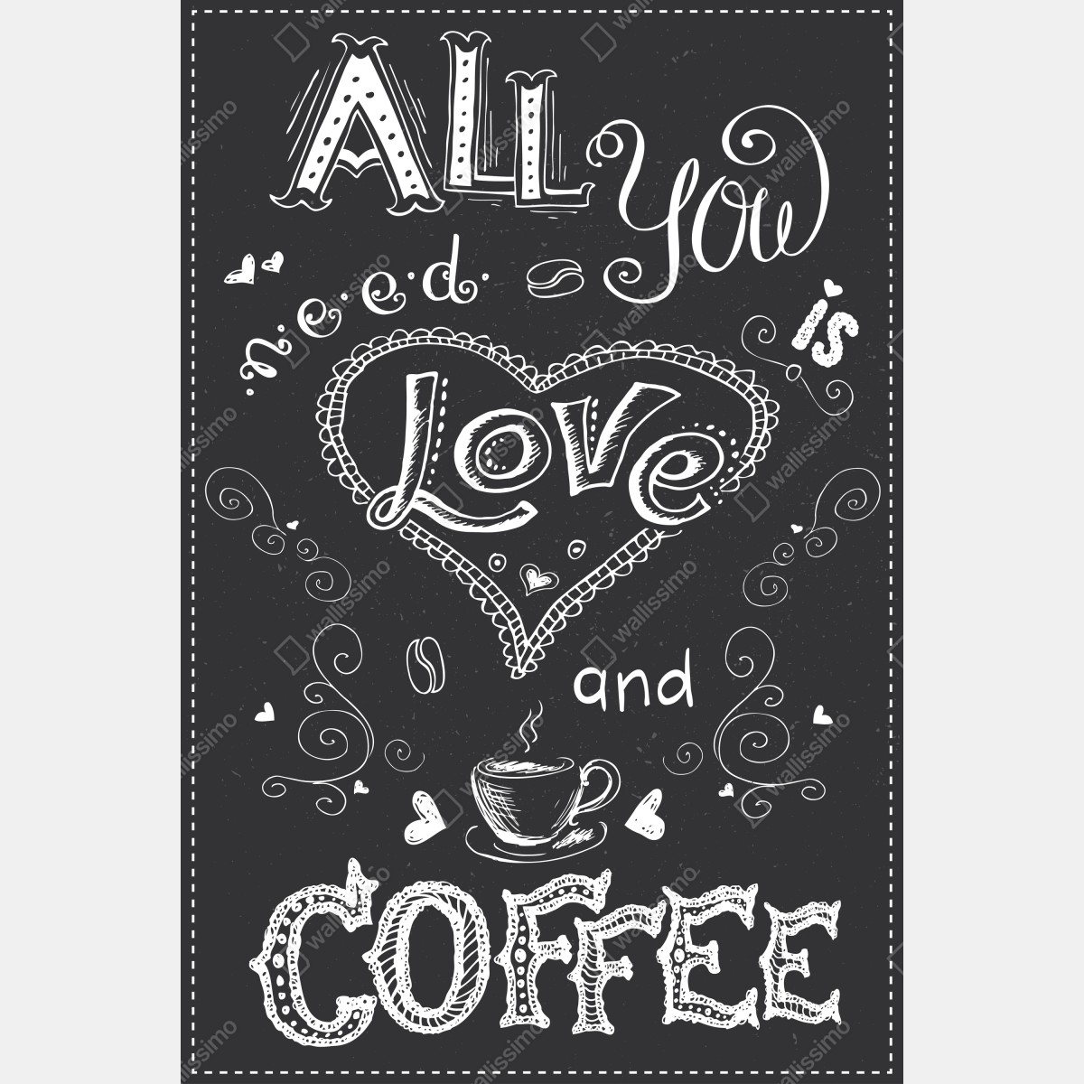 Plakat wszystko, czego potrzebujesz, to miłość i kawa – Wallissimo® Plakat wszystko, czego potrzebujesz, to miłość i kawa – Wallissimo®