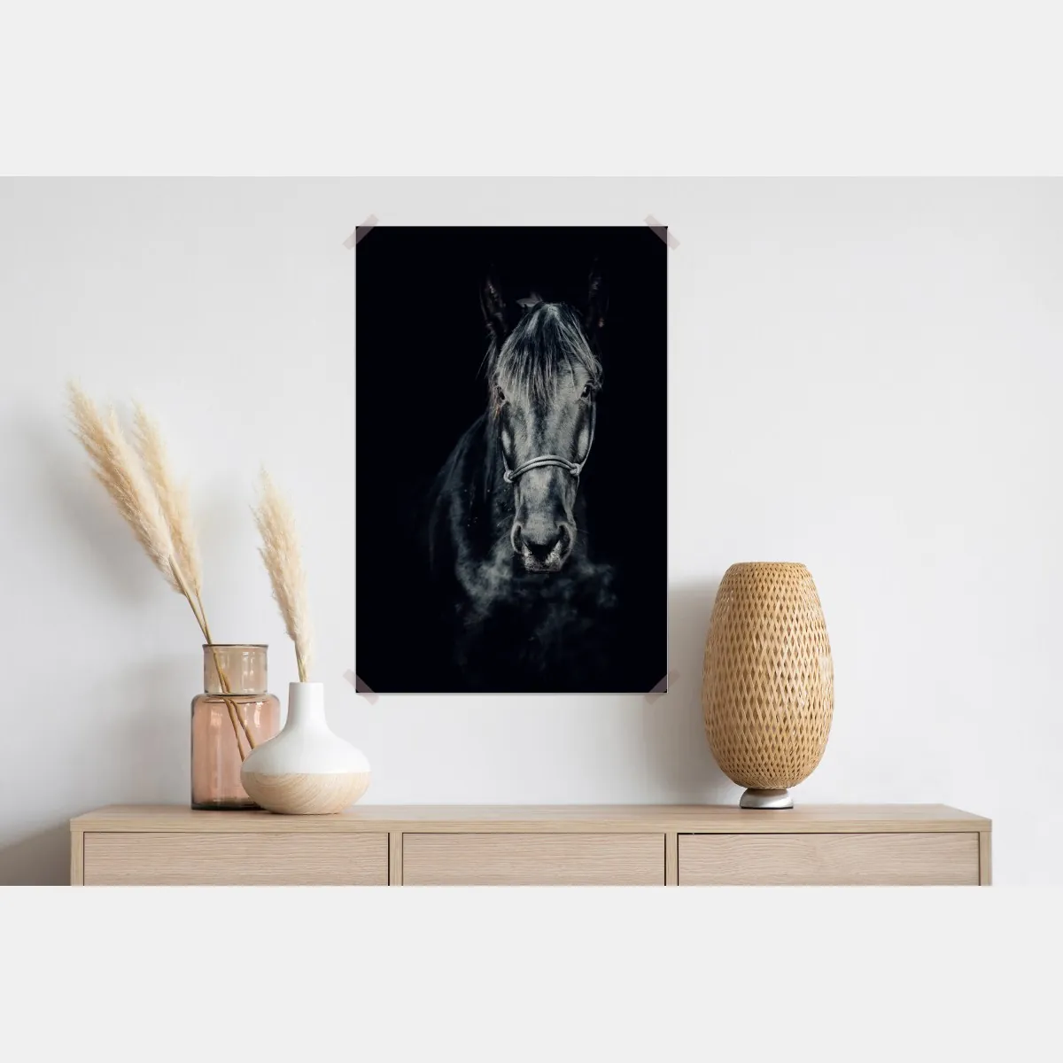 Plakat majestatyczny czarny portret konia – Wallissimo® Plakat majestatyczny czarny portret konia – Wallissimo®
