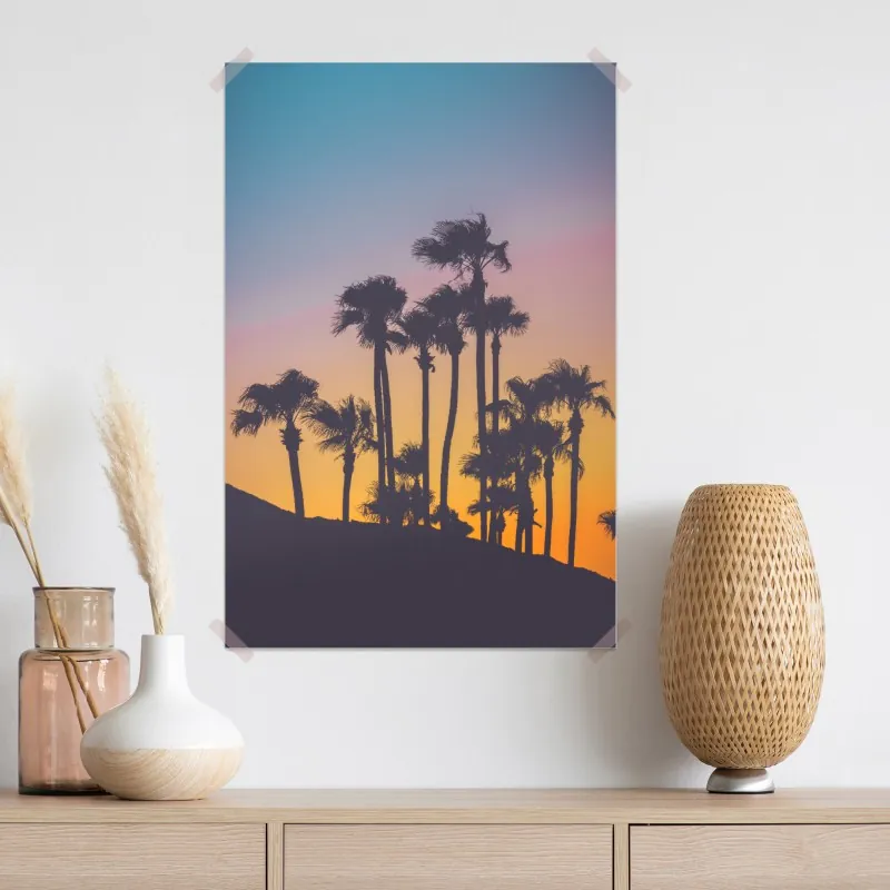 Plakat retro tropikalne palmy o zachodzie słońca – Wallissimo® Plakat retro tropikalne palmy o zachodzie słońca – Wallissimo®