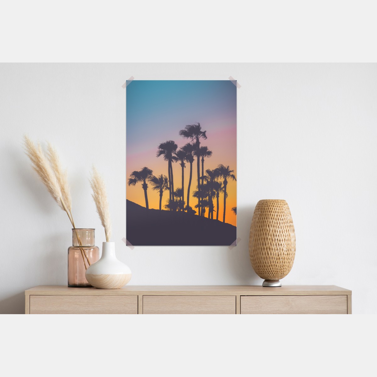Plakat retro tropikalne palmy o zachodzie słońca – Wallissimo® Plakat retro tropikalne palmy o zachodzie słońca – Wallissimo®