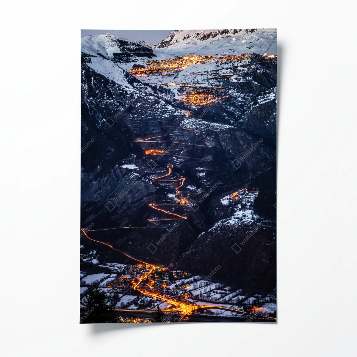 Plakat Alpe d'Huez nocna wspinaczka po krętej drodze – Wallissimo® Plakat Alpe d'Huez nocna wspinaczka po krętej drodze – Wallissimo®