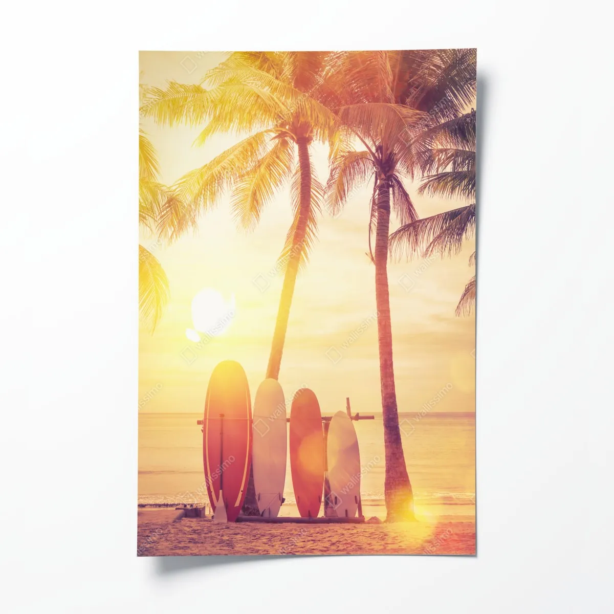 Plakat tropikalny zachód słońca z deskami surfingowymi – Wallissimo® Plakat tropikalny zachód słońca z deskami surfingowymi – Wallissimo®